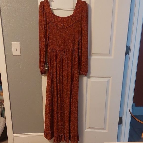 FARM Rio Rust Floral Long Sleeve Maxi Dress Size XS - Picture 5 of 9